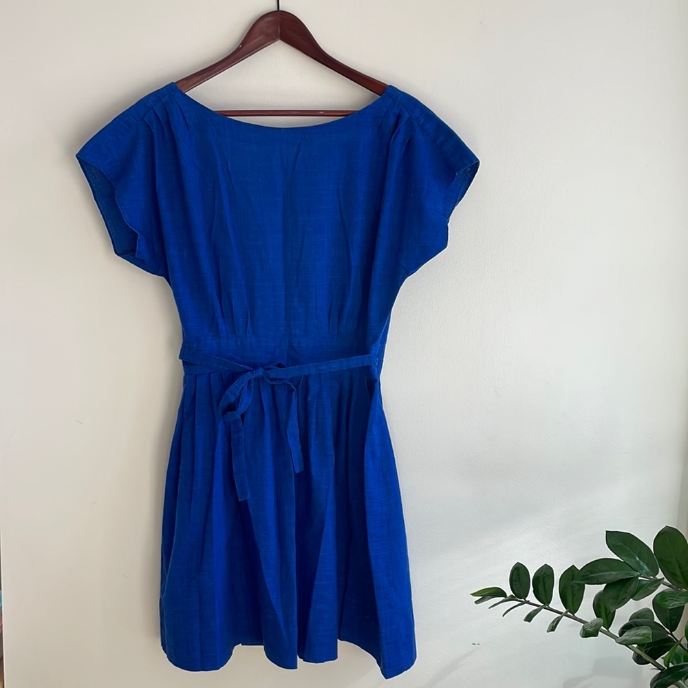 Vintage Cobalt Blue Cotton Wrap Dress